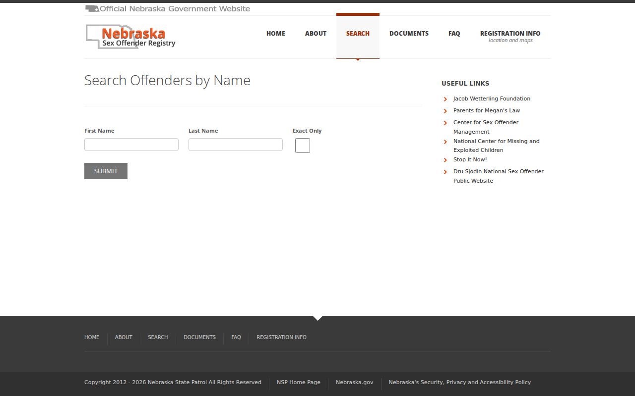 North Platte resident lookup Nebraska registry name-search controls
